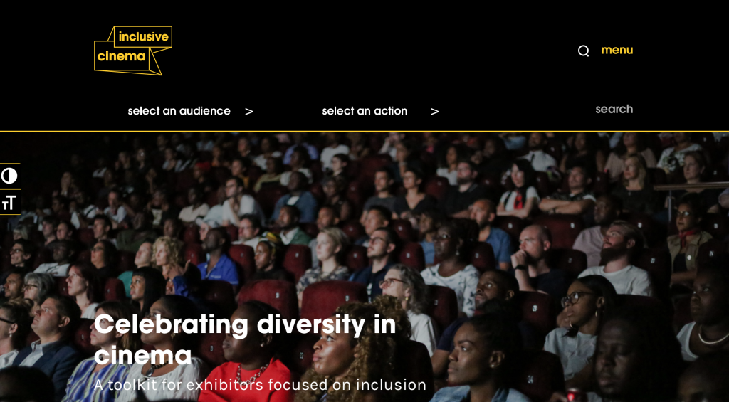 Screen grab of the Inclusive Cinema homepage - Celebrating diversity in cinema